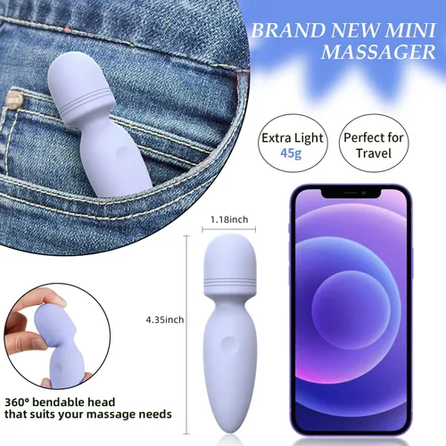 Miniatura 6 de Fuwyiy Mini herramientas de masajeador, pequeño masajeador de mano inalámbrico impermeable con 10 modos de vibración, masajeador personal de mano