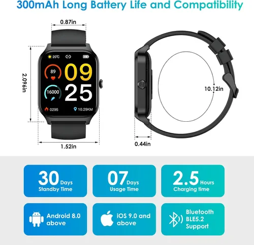 Miniatura 7 de Smart Watch for Men Women Make Call Answer 1.85" with 20+ Sport Modes Fitness Tracker Sleep Spo2 Heart Rate Monitor Smartwatch Waterproof Pedometer