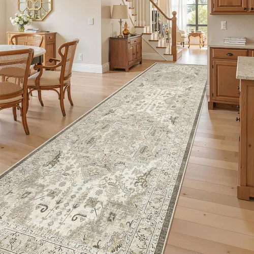 Miniatura 564 de Madane Tapete lavable de 2 x 10 pies para pasillo, cocina, recibidor, clásico, suave, antideslizante para interiores, casa de campo, baño, sala