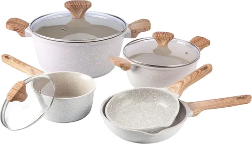 Country Kitchen Juego de utensilios de cocina de aluminio fundido antiadherente, utensilios de cocina duraderos para cocinar todos los días, crema