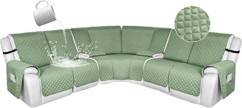 Miniatura 87 de HDCAXKJ Fundas de sofá seccional reclinable 100% impermeable, forma de L, funda de sofá reclinable lavable acolchada suave para mascotas, perro