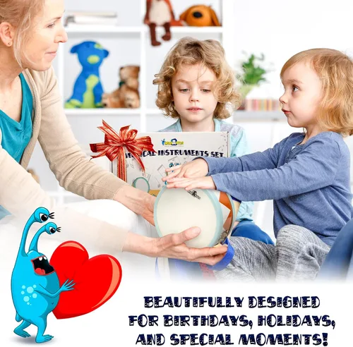 Miniatura 7 de MINIARTIS Instrumentos musicales para niños pequeños – Juguetes musicales de madera Montessori para niños pequeños de 1 a 3 años Juego de batería