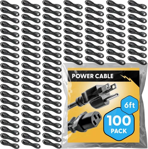 Miniatura 9 de Cable de alimentación universal de 6 pies aprobado por UL (paquete de 2) - Cable de monitor de computadora IEC C13 a NEMA 5-15P para departamentos