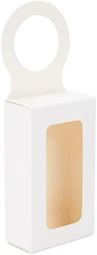 Miniatura 5 de ClearBags Caja de botella de vino de papel blanco con ventana, tamaño: 2 1/4 "x 1 1/8" x 3 7/8", cajas de regalo plegables colgantes, sostiene