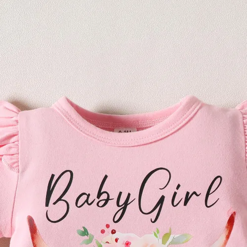 Miniatura 25 de Sejardin Ropa de verano para bebé y niña, recién nacida, manga corta, con letras, mameluco elástico con diadema