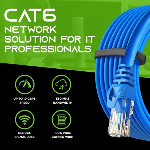 Miniatura 8 de GearIT Paquete de 20 cables de conexión Cat6 de 1 pie, cable Ethernet Cat 6 sin enganches, flexible y suave, serie Preimum, color azul