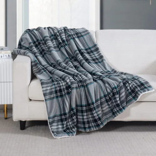 Miniatura 2 de Manta Elegant Comfort, reversible de franela sherpa, ultrasuave, peluda, acogedora y afelpada - Manta decorativa ligera para todas las estaciones