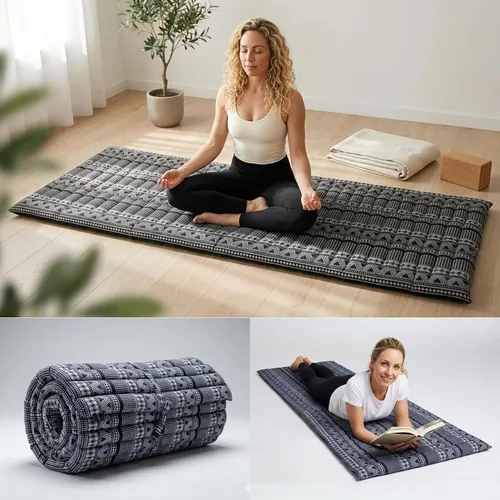 Miniatura 38 de Leewadee - Colchón plegable - Futón japonés enrollable -Alfombra de tatami triple pliegue - Cama de piso para invitados - Colchón de camping