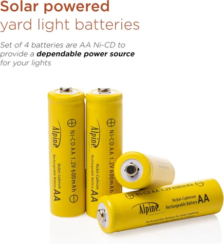 Miniatura 5 de Alpine Corporation AA Ni-CD Baterías recargables de repuesto para luces de jardín alimentadas por energía solar, juego de 4