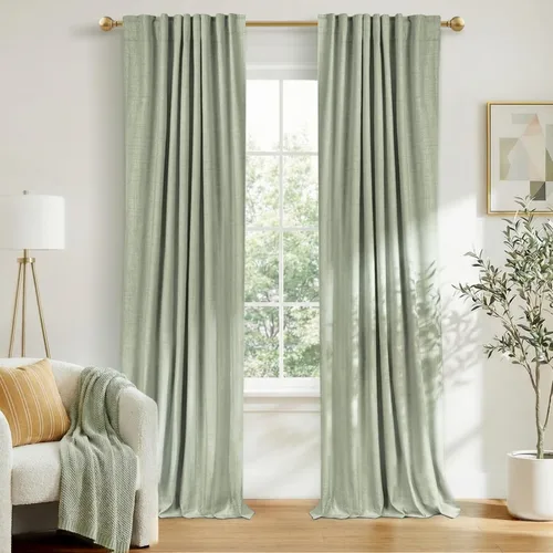 Miniatura 24 de 100% Blackout Shield - 2 cortinas opacas de lino, con presillas traseras/bolsillo para cortinero y aislamiento térmico, para el hogar, 50 pulgadas