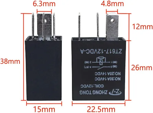 Miniatura 2 de Enchufe para relé de auto, de E Support™, de 12 V, 30 A, 40 A, 60A, 80A SPST y SPDT 30A 4Pin SPST