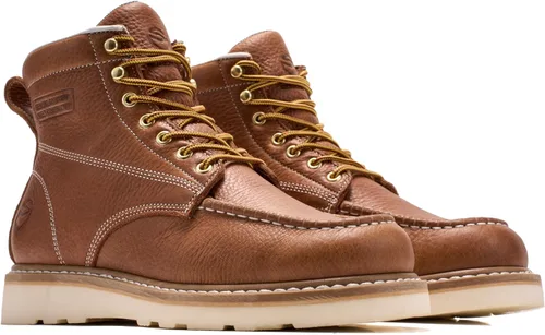 Miniatura 7 de SUREWAY GoodyearWelt, botas de trabajo de 6 pulgadas para hombre, suaves, con punta de acero, de cuero de grano completo, antideslizantes, EH Safety