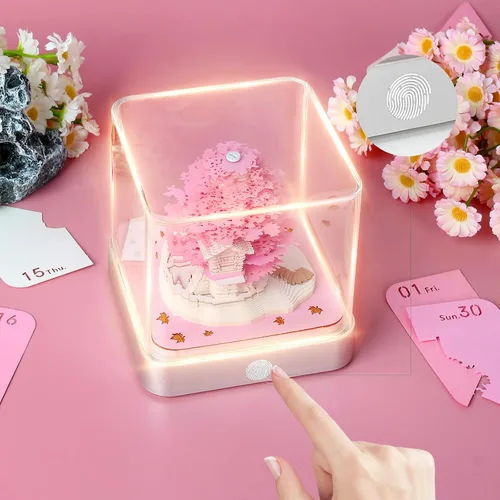 Miniatura 3 de Calendario de piezas de tiempo 2026, bloc de notas 3D, arte de papel, árbol romántico, calendario de arte 3D, bloc de notas de bricolaje, decoración
