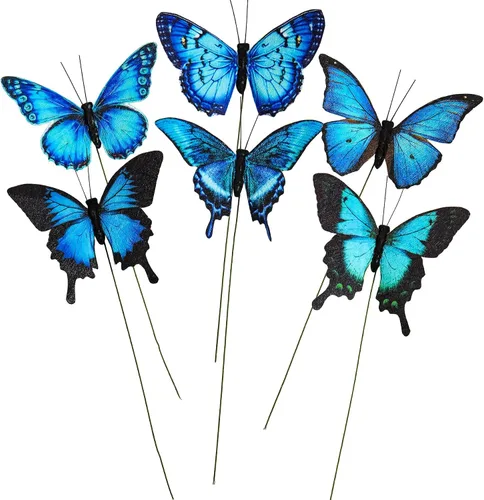 Miniatura 7 de Juego de 12 mariposas decorativas de mariposa para manualidades, arreglos de centros florales para mesa de mariposas, decoraciones de día festivo Un