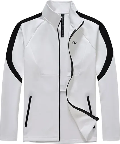 Miniatura 5 de MoFiz Conjunto deportivo para hombre, manga larga, casual, con cremallera completa, para correr, deportivo, 2 piezas