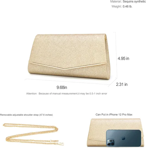 Miniatura 4 de Bolsos de mano brillantes para mujer, bolso de noche para mujer, bolso de mano para mujer, bolso de mano para fiesta, graduación, boda