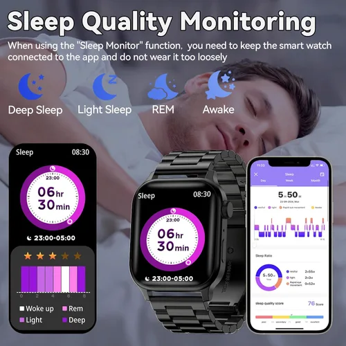 Miniatura 5 de Reloj inteligente para hombres con respuesta/hacer llamadas, pantalla HD de 1.85 pulgadas, reloj rastreador de fitness con resistente al agua, 100