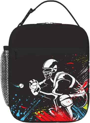 Miniatura 19 de Lonchera Deportiva con Estampado de Fútbol, Bolsa de Almuerzo Aislada Azul para Niños, Adolescentes, Niños y Niñas, Bolsa de Almuerzo Reutilizable