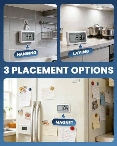 Miniatura 5 de Termómetro digital para refrigerador, termómetro para nevera y congelador con pantalla LCD grande, medidor de temperatura magnético del congelador