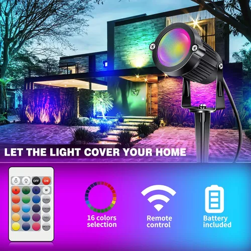 Miniatura 4 de Luces de paisaje de bajo voltaje RGB+W con control remoto, 5 W, 12 V, iluminación de paisaje, LED, 16 focos que cambian de color, luces impermeables