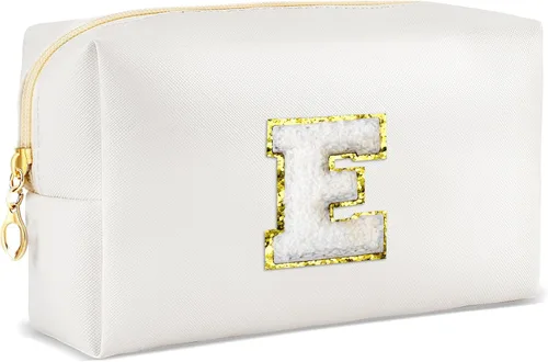 Miniatura 44 de URSKYTOUS Regalos para niñas, bolsa de maquillaje con inicial, bolsa de cosméticos personalizada con cremallera, bonita bolsa de aseo de viaje, Azul