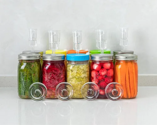 Miniatura 5 de JILLMO Kit de fermentación para frascos Mason de boca ancha, tapas de fermentación de acero inoxidable con pesos de vidrio y esclusas de aire, juego