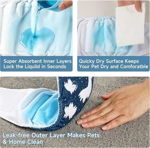 Miniatura 5 de wegreeco Pañales lavables para perros machos (paquete de 3) – Pañales lavables para el vientre para perros machos (Alpacas, M)