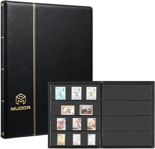 Miniatura 8 de Álbumes de Sellos MUDOR para Coleccionistas, 1 Libro de Sellos de Bolsillo para Coleccionistas, 10 Hojas de Clasificador de Sellos, Negro