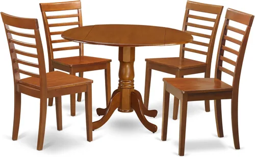 Miniatura 9 de East West Furniture DLML3-MAH-C - Juego de comedor de 3 piezas que contiene una mesa de comedor redonda con gotas y 2 sillas tapizadas de tela