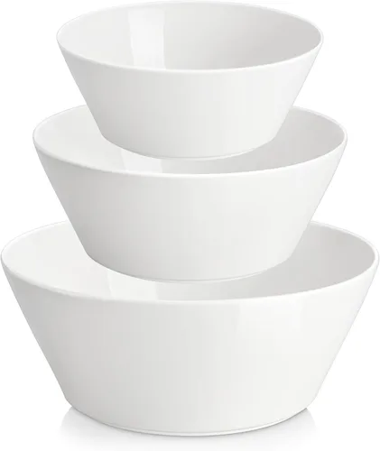Miniatura 9 de MALACASA Juego de 4 cuencos de sopa de 35 onzas, cuencos de porcelana blanca, cuencos profundos para cocina, cuencos grandes de cerámica para sopa