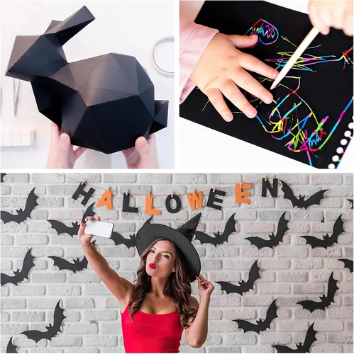 Miniatura 6 de 50 hojas de cartulina negra de 12 x 12 pulgadas, papel grueso de 80 libras, papel de construcción para invitaciones, manualidades, fabricación