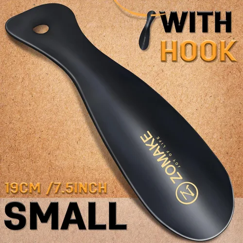 Miniatura 2 de ZOMAKE Bocina de metal para zapatos, paquete de 2 bocinas de acero inoxidable de 7.5 pulgadas, portátil para uso en viajes, Negro