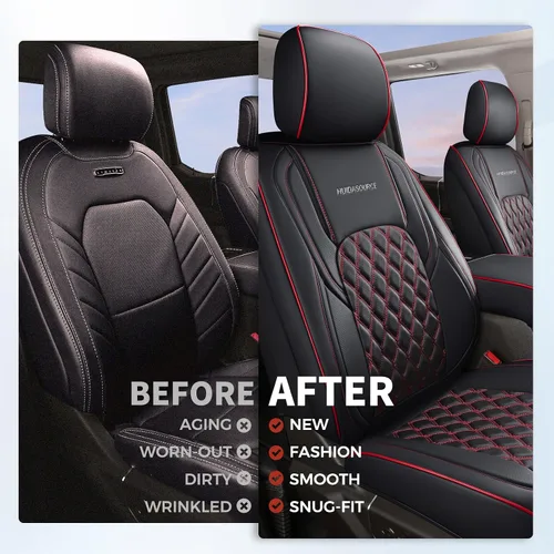 Miniatura 8 de Huidasource - Funda para asientos de automóvil, personalizadas, de cuero, protectores de cojines de asiento delanteros y traseros