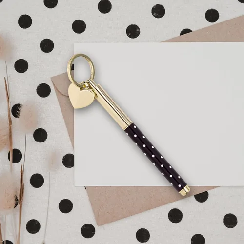 Miniatura 2 de Kate Spade New York - Llavero de bolígrafo de tinta negra con llave de metal, llavero de bolígrafo de tinta negra, punto de pin