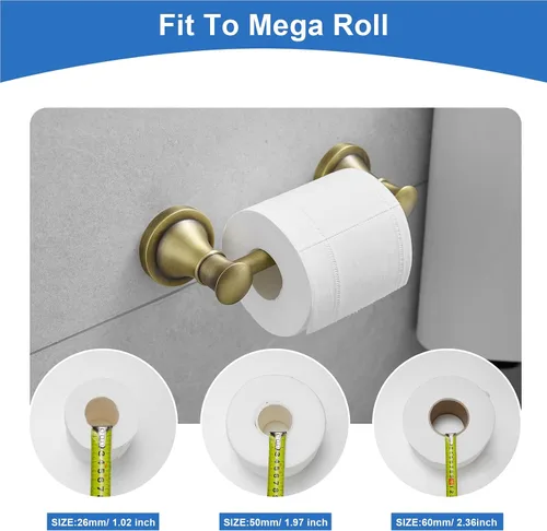 Miniatura 4 de RUMOSE Toilet Paper Roll Holder Bathroom Flexible Pivoting Tissue Handle on Wall Mounted Antique Brass Rustproof Toilet Tissue Roll Holder,Stainless