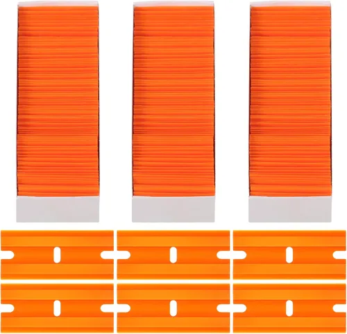 Miniatura 8 de Honoson 300 cuchillas raspadoras de plástico para rascador de plástico, cuchillas de afeitar de doble filo con ranura para punta, cuchillas de borde