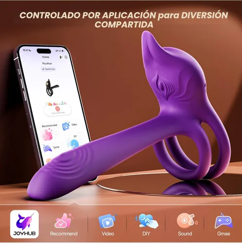 Miniatura 8 de Anillo vibrador para pene en parejas - MOOLIGIRL anillo vibrador doble con estimulador de clítoris en forma de zorro y vibrador de punto G de 4.6