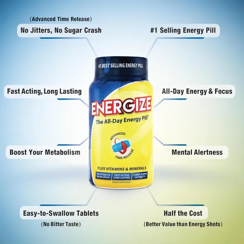 Miniatura 3 de iSatori Energize - Pastillas de cafeína de liberación prolongada, sin nerviosismo o choque, pastillas de energía de acción rápida para todo el día
