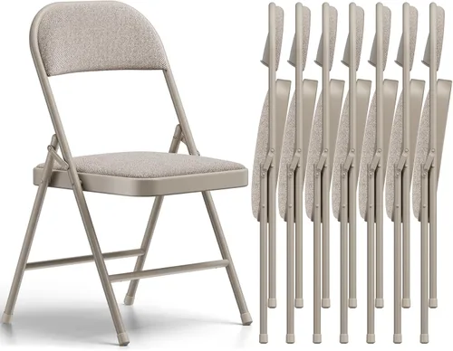 Miniatura 27 de Paquete de 2 sillas plegables, sillas de comedor plegables de piel sintética con asiento y respaldo acolchados, juego de sillas plegables