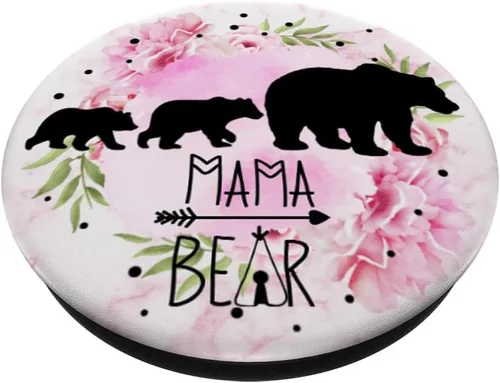 Miniatura 2 de Regalo de mamá oso y 2 cubitos diseño de flores regalo para mamá – PopSockets agarre y soporte para teléfonos y tabletas