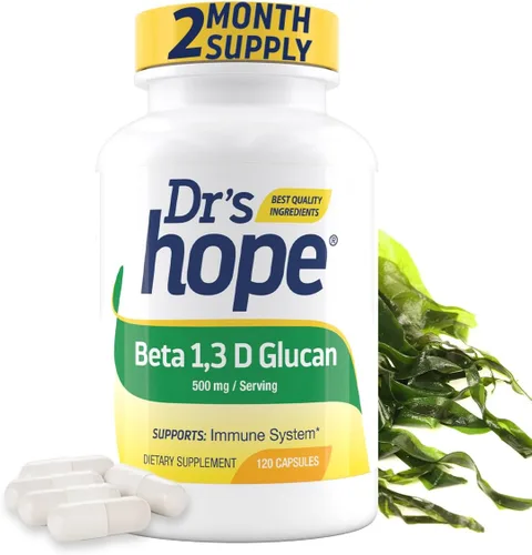 Dr's Hope Suplemento beta glucano 1,3D 500mg - Apoya la energía, el metabolismo y mejora el sistema inmunológico - Fabricado en Estados Unidos
