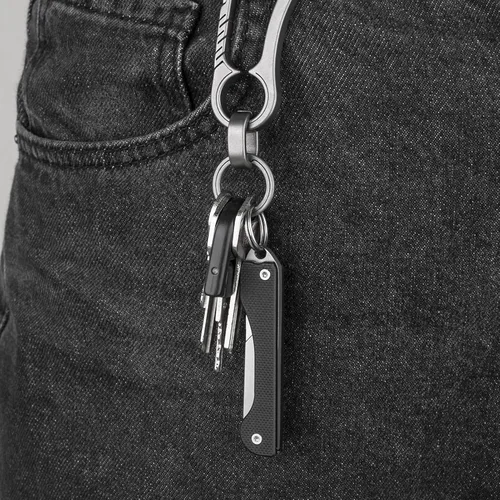 Miniatura 6 de TISUR Cuchillo plegable con llavero, cuchillas de bisturí de acero al carbono, mango de fibra de carbono real, pesca, campamento, cuchillo de caza