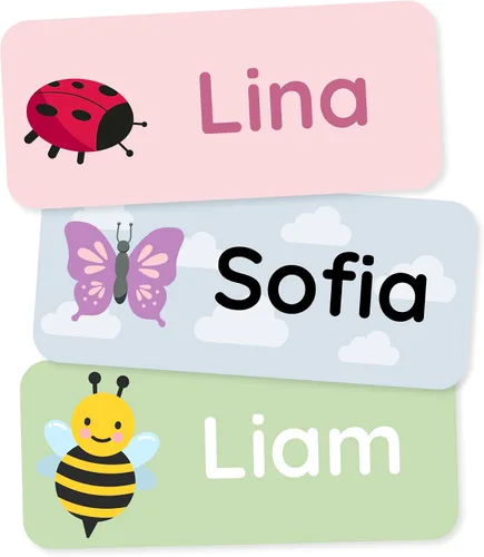 Miniatura 18 de Etiquetas de nombre personalizadas para niños (60) – Adhesivos personalizados impermeables y duraderos para ropa, guardería, oficina y suministros