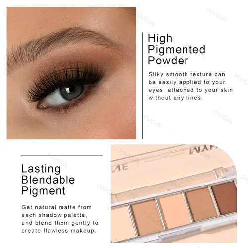 Miniatura 4 de KYDA Paleta de sombra de ojos Netural Nude de 5 colores con pincel, sombra de ojos marrón mate, paleta de ojos mate, regalo de maquillaje de ojos