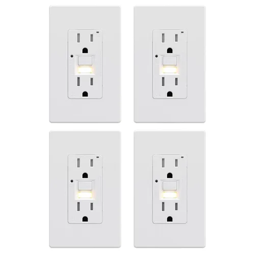 Miniatura 15 de AIDA Toma de corriente GFCI de 20 amperios, toma eléctrica de luz nocturna de autocomprobación, receptáculo resistente a manipulaciones con Blanco