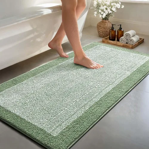 Miniatura 23 de Alfombras de baño de 17 x 24 pulgadas, antideslizantes, lavables, color gris, para bañera, tapete de baño para baño, tapete suave y absorbente