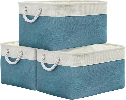 Miniatura 76 de TheWarmHome Contenedores de almacenamiento para estantes, tamaño mediano, 3 unidades, 13.8 pulgadas de largo x 9.8 pulgadas de ancho x 6.7 pulgadas