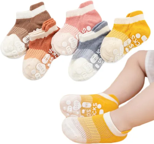 Calcetines antideslizantes de algodón para bebés y niñas pequeñas