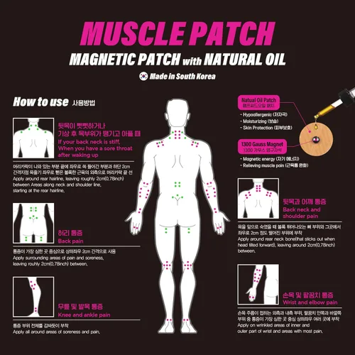 Miniatura 2 de [Paquete de 90] Parche magnético muscular con aceite natural, parches magnéticos de acupresión, 1300 Gauss, terapia magnética, energías magnéticas
