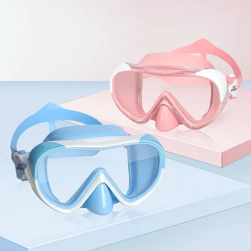 Miniatura 9 de Máscara de natación para niños, máscara de buceo de esnórquel de 180°, gafas de natación antivaho para niños con cubierta para la nariz, gafas